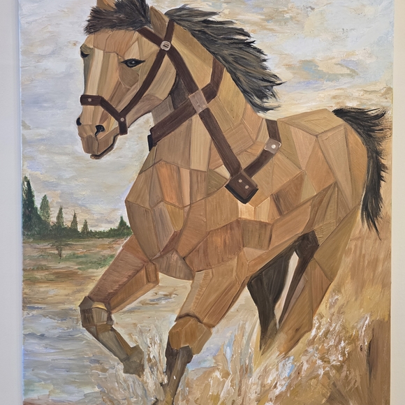 Other - Geometric Horse Art Print - Brown and Black